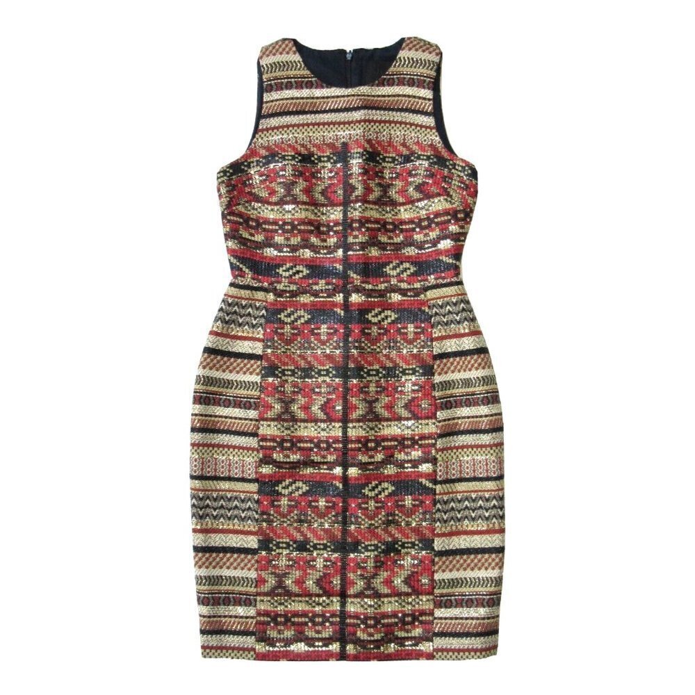 NWT J.Crew Collection Akola Metallic Tweed in Red Multi Sheath Dress 0